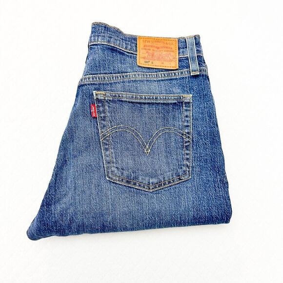 Levi's 501 Short Skinny Dark Wash Denim Jeans Button Fly Size 28 x 28 - Picture 1 of 9